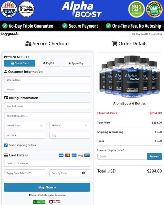 Alpha Boost Alpha Boost Order Page